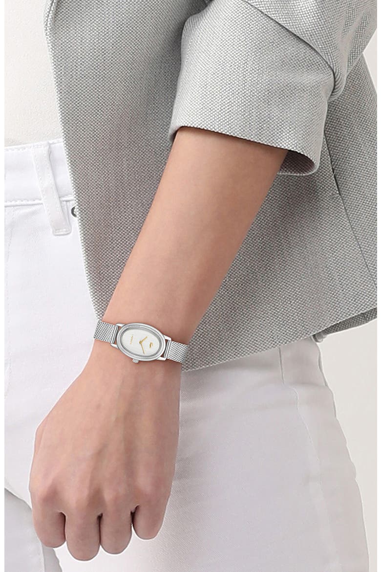 Parisienne Mesh Strap Watch, 30mm x 22mm, Alternate, color, SILVER