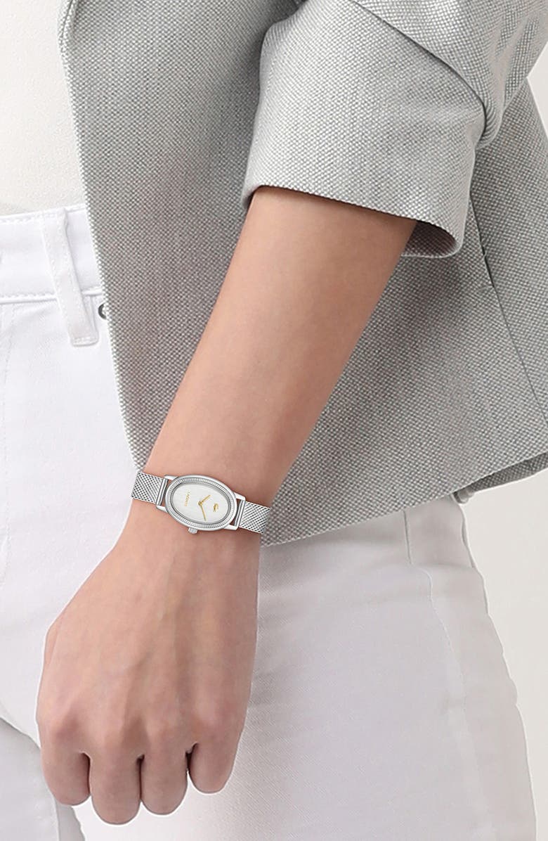 Lacoste Parisienne Mesh Strap Watch, 30mm x 22mm, Alternate, color, Silver