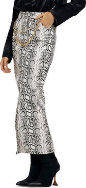 River Island Midaxi Snakeskin Print Faux Leather Midi Skirt