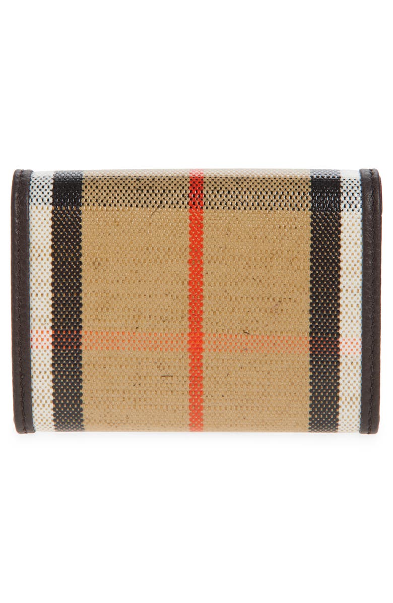 Burberry Highlands Check Coated Canvas Compact Wallet, Alternate, color, Sand