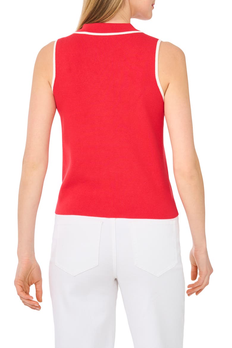 Piped Sleeveless Polo, Alternate, color, ROMA RED