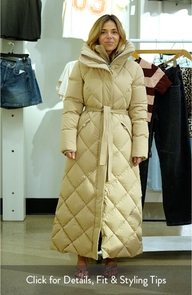 Laurella 2-in-1 Belted Quilted Down Long Coat, sales video thumbnail