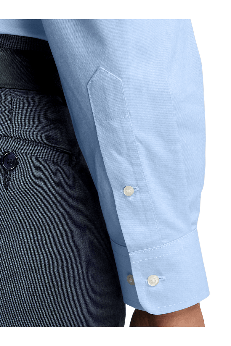 Non-iron Cotton Pinpoint Solid Snap Tab Collar Dress Shirt, Alternate, color, Blue