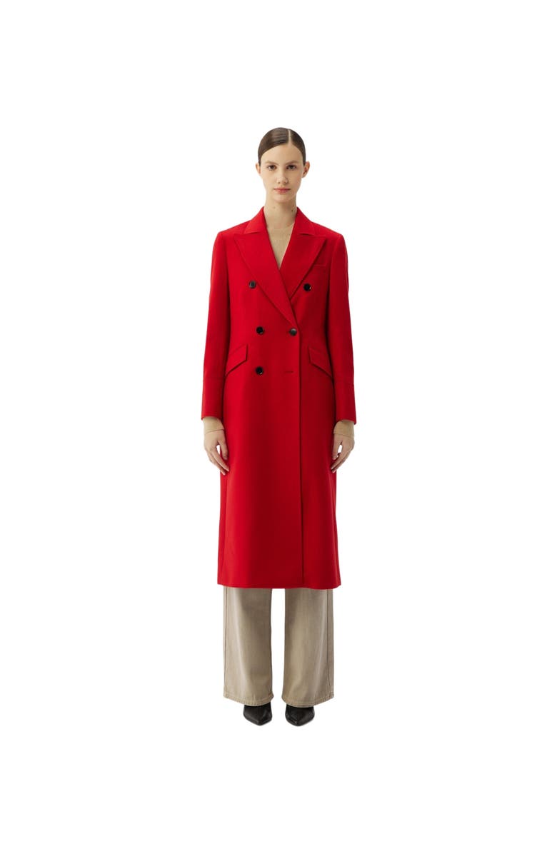 GOBI Mongolian Cashmere Cashmere Peak Lapel Long Coat, Main, color, Red