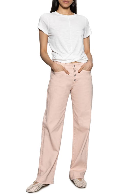 Shop Sanctuary Luna Button Fly High Waist Cuff Straight Leg Jeans In Earth Pink