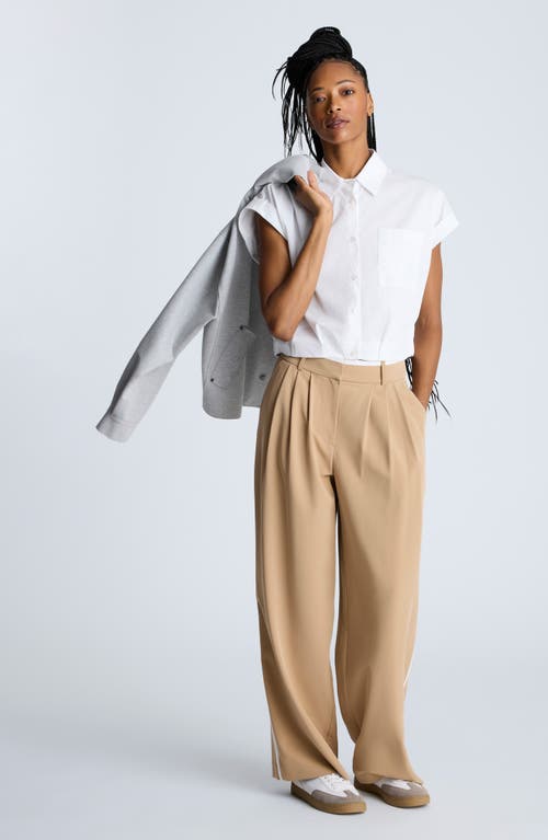 Kenneth Cole Fly Front High Rise Contrast Tipping Wide Leg Pants Pant In Gold