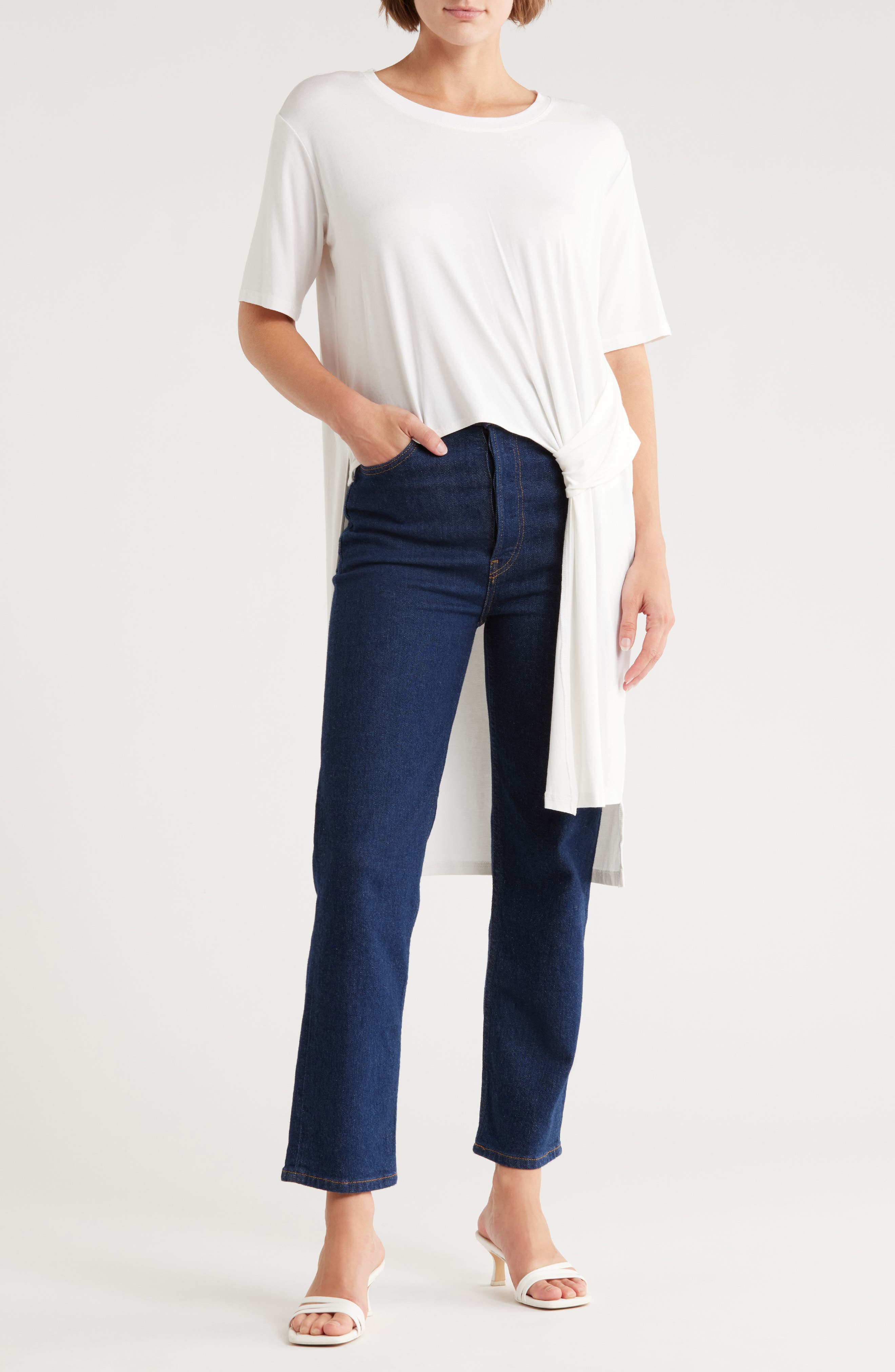 PATRIZIA LUCA Knot High-Low Tunic Shirt