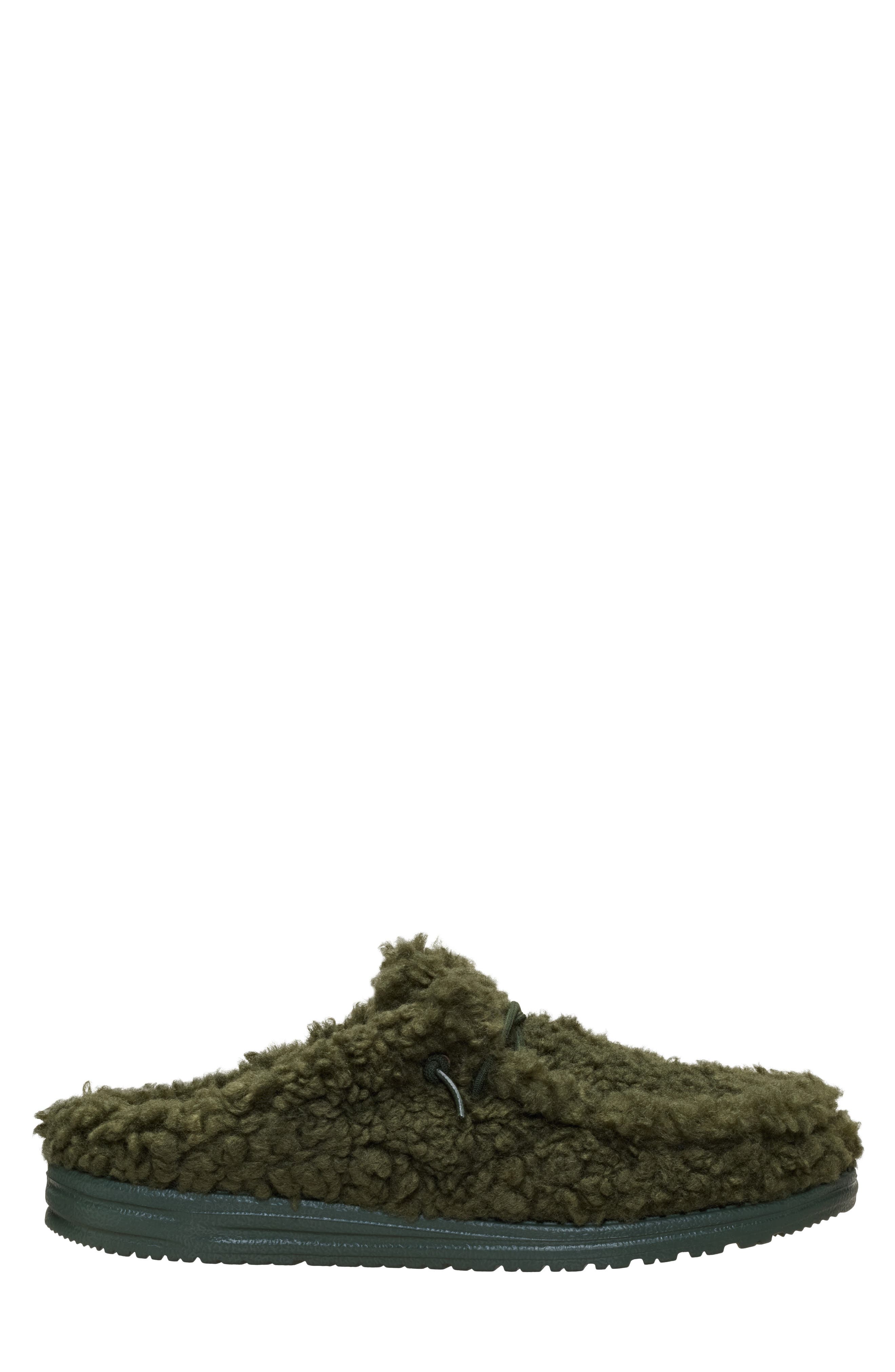 Hey Dude Wally Faux Shearling Slipper, Alternate, color, Moss
