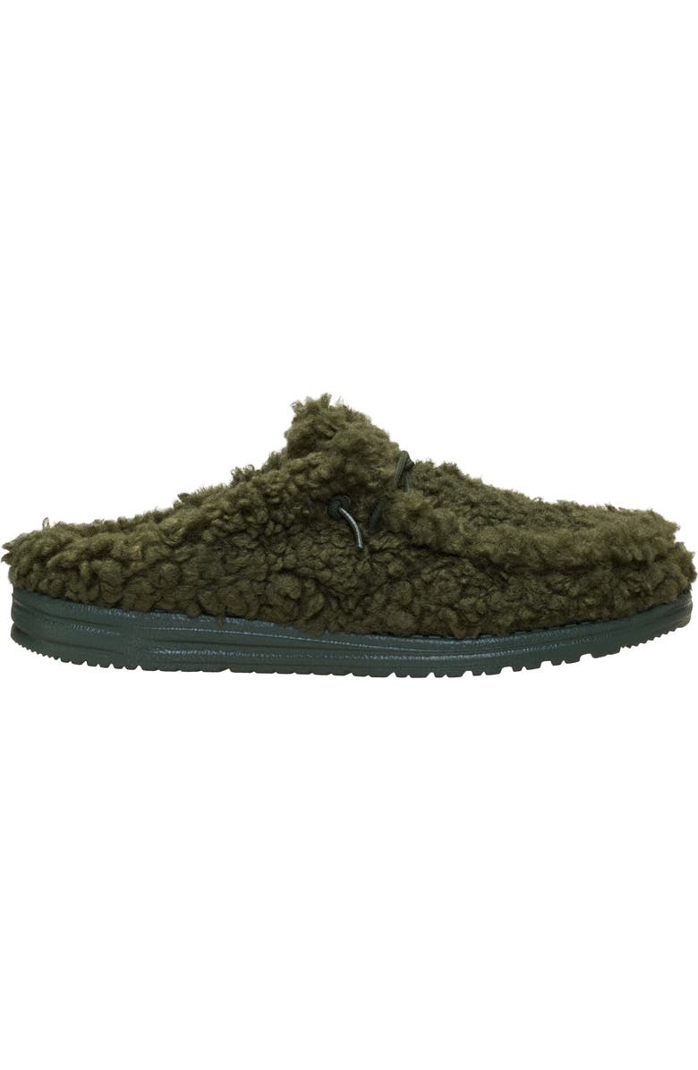Hey Dude Wally Faux Shearling Slipper, Alternate, color, Moss