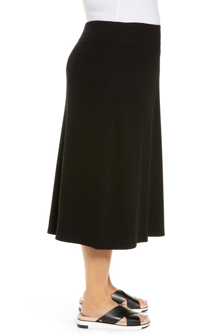 Ribbed A-Line Skirt, Alternate, color, BLACK