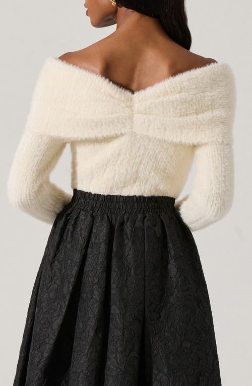 Astr The Label Fuzzy Off The Shoulder Sweater