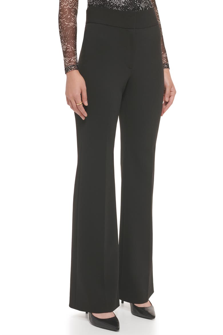High Waist Wide Leg Linen Career Pants, Alternate, color, BLACK