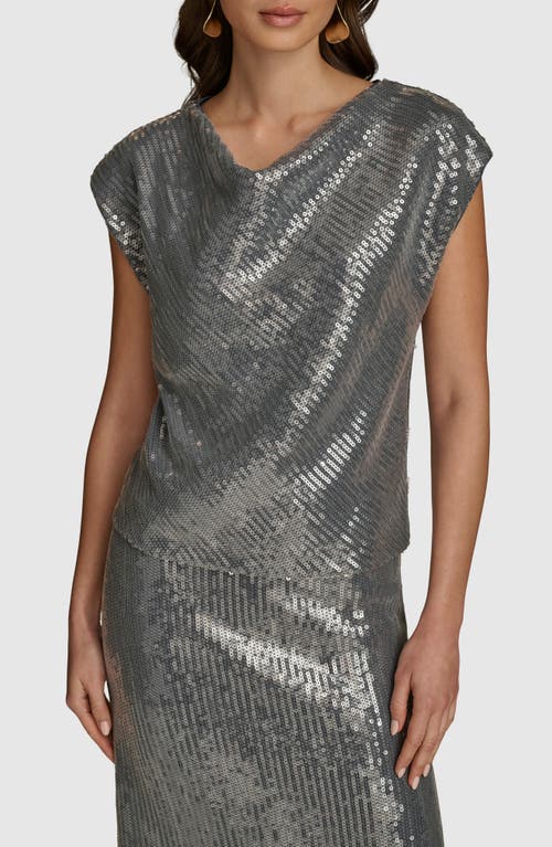 Donna Karan New York Sparkle Mesh Top In Storm Blue