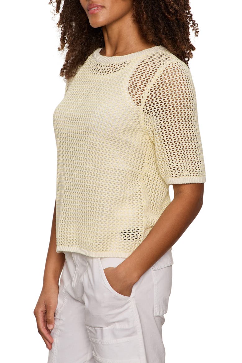 Open Stitch Short Sleeve Sweater, Alternate, color, LEMON DROP YELLOW