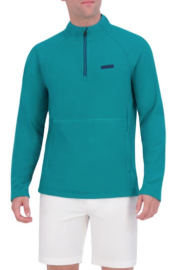 Ben Sherman Microfleece Quarter Zip Golf Sweatshirt In Teal