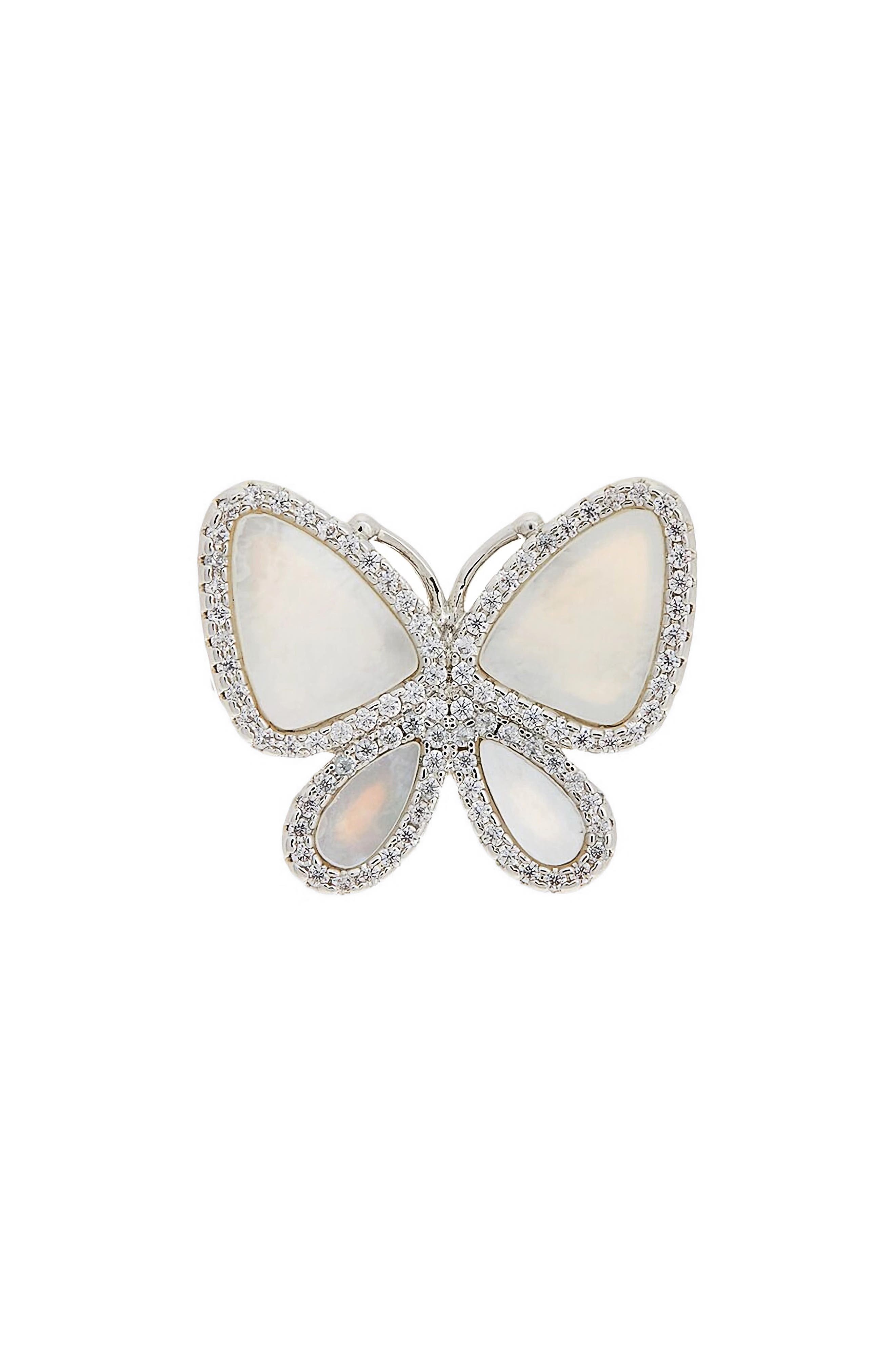 Juvell Mother-of-Pearl & Cubic Zirconia Butterfly Ring