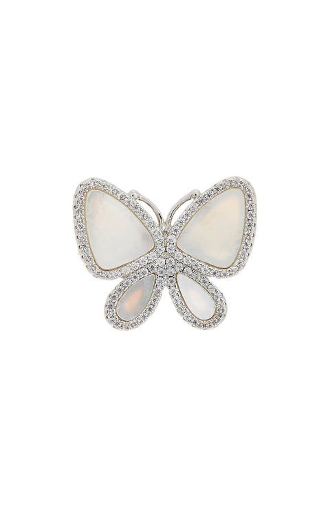 Mother-of-Pearl & Cubic Zirconia Butterfly Ring
