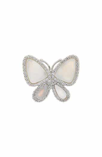 Juvell Mother-of-Pearl & Cubic Zirconia Butterfly Ring