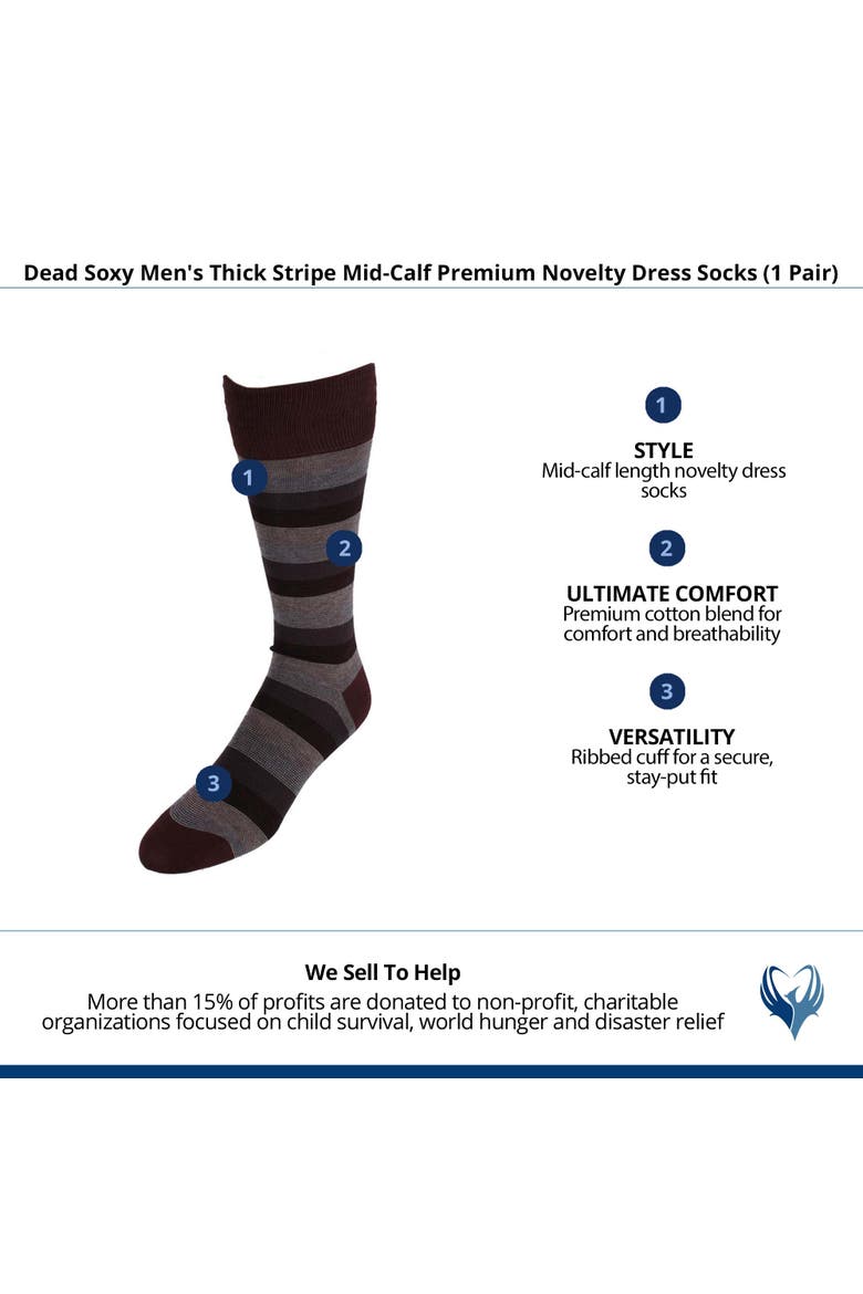 Men's Thick Stripe Mid-Calf Premium Novelty Dress Socks, Alternate, color, Multiple