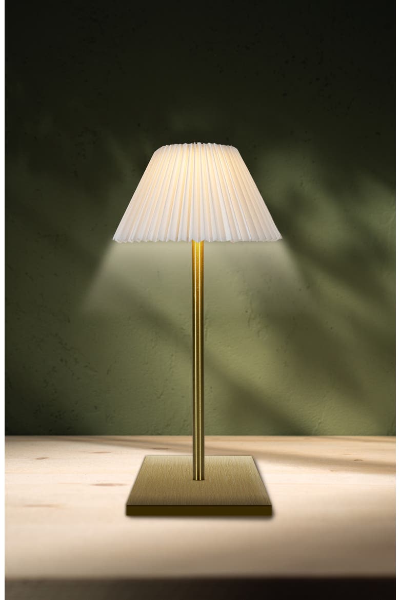 Cordless Rechargeable Accordion Shade Table Lamp, Alternate, color, GOLD
