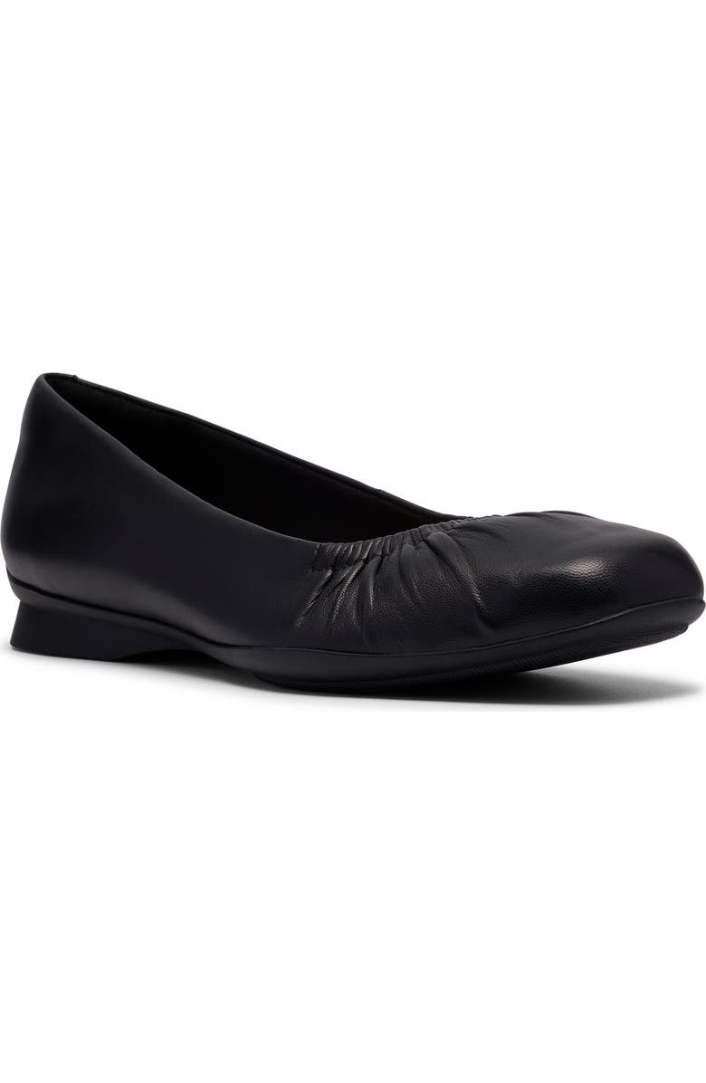 Clarks<sup>®</sup> Jazmynn Lo Ballet Flat - Wide Width Available, Main, color, Black Leather