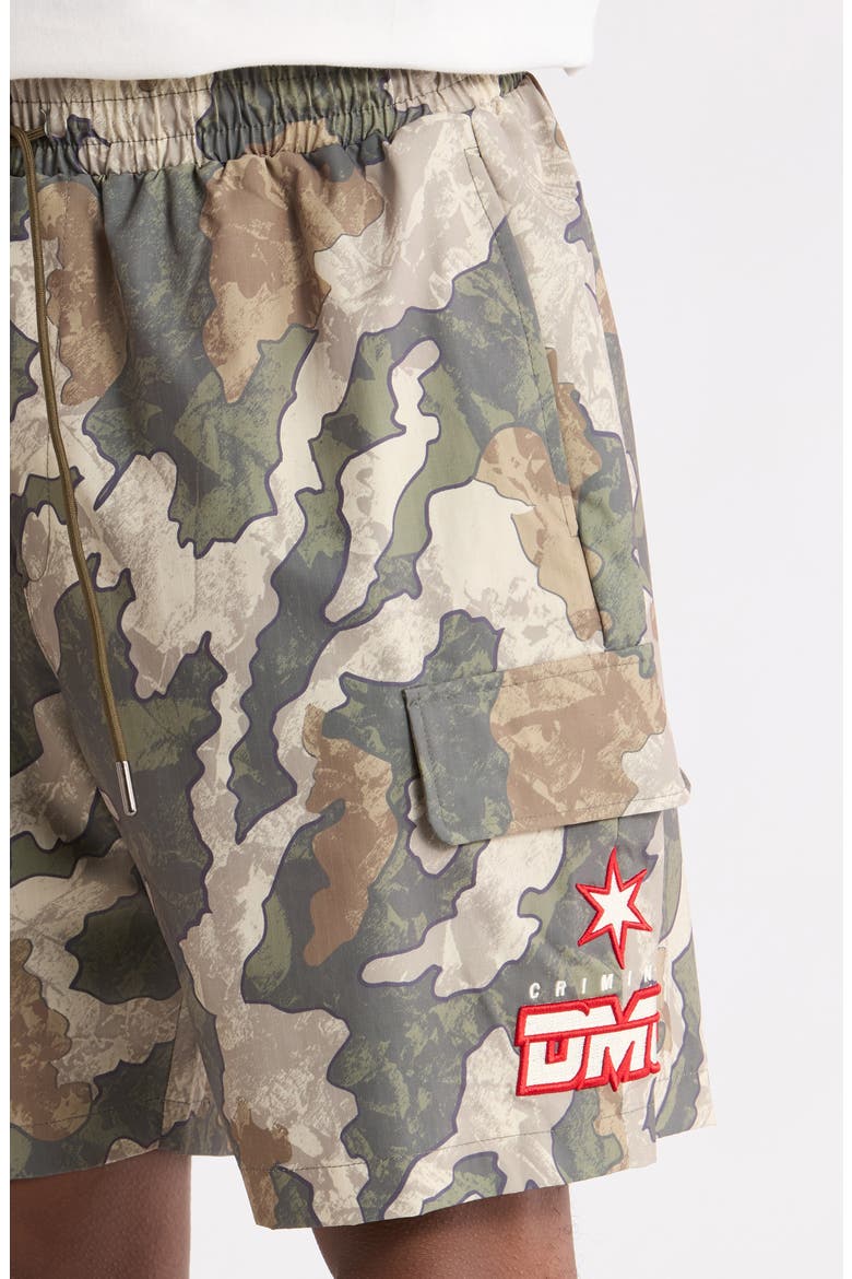 Camo Nylon Shorts, Alternate, color, GREEN/ RED