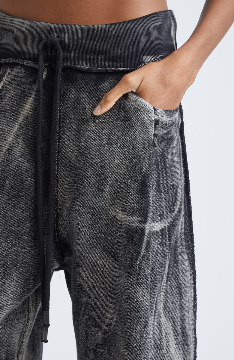 R13 Pleated Wide Leg Cotton Sweatpants, Alternate, color, Washed Black