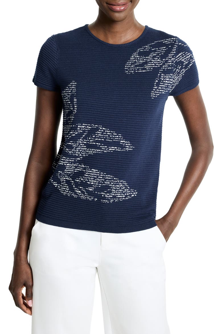 Midnight Garden Short Sleeve Sweater, Main, color, INDIGO MULTI