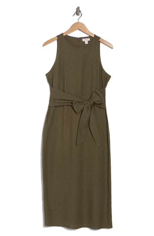 Nordstrom Rack Sleeveless Tie Waist Linen Blend Midi Dress