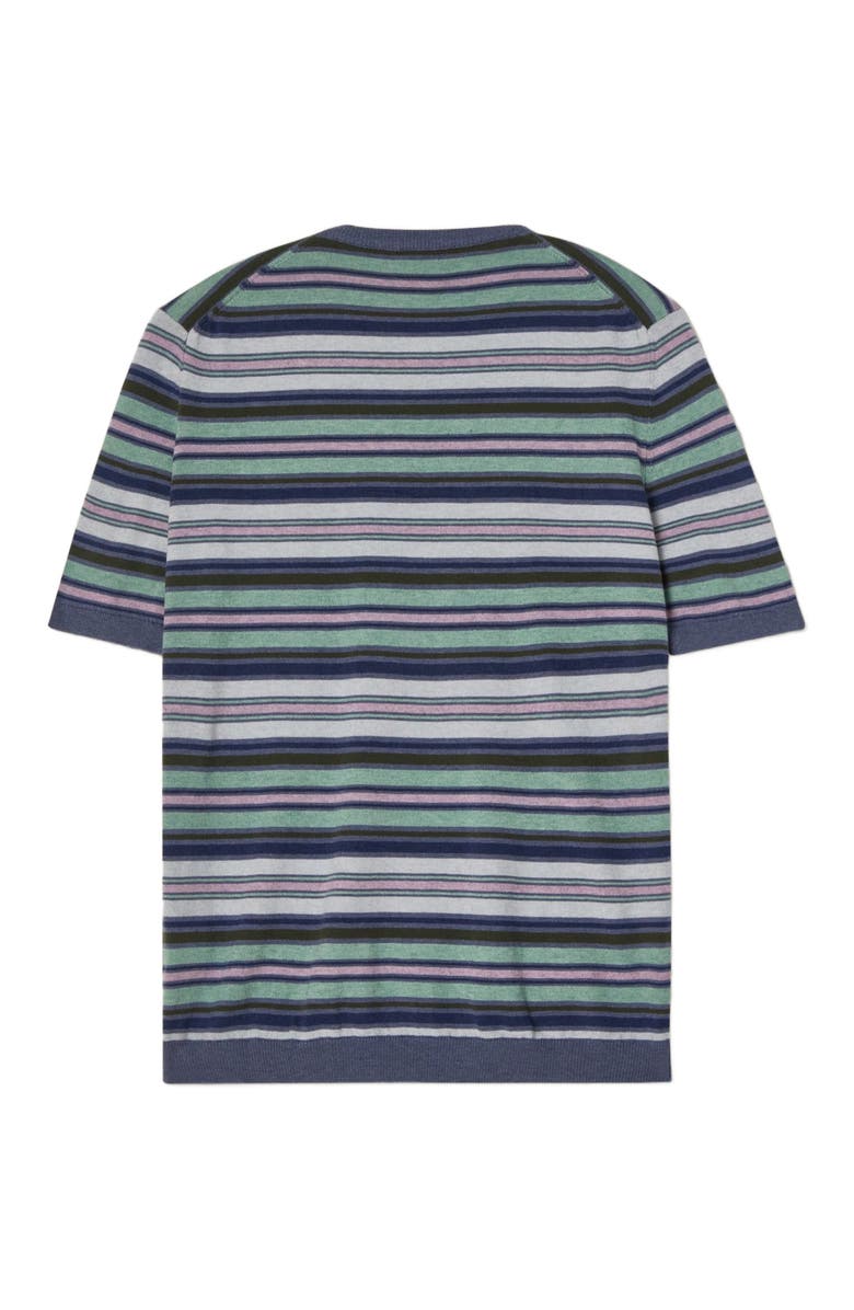 Robert Talbott Pratt Multi Stripe Short Sleeve Crewneck Sweater, Alternate, color, 