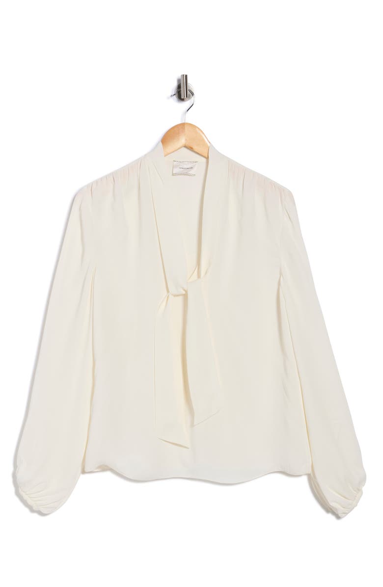 Longchamp Bow Neck Long Sleeve Top, Main, color, 