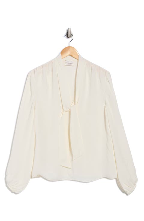 Bow Neck Long Sleeve Top
