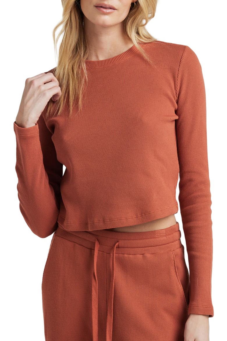 Organic Cotton Long Sleeve Crew, Alternate, color, Baked Clay
