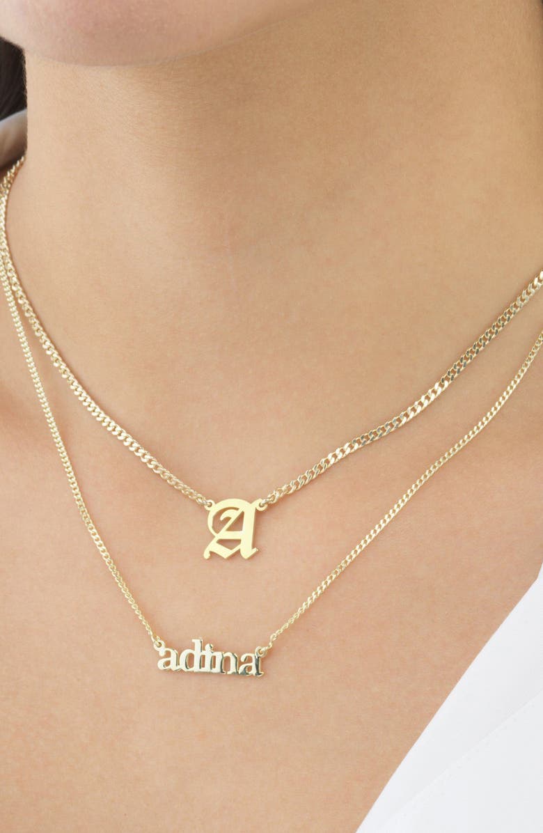 BY ADINA EDEN Adina's Jewels Personalized Old English Initial Cuban Chain Necklace, Alternate, color,
