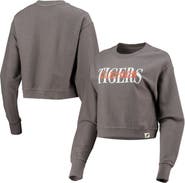LEAGUE COLLEGIATE WEAR Women's League Collegiate Wear Graphite Clemson Tigers Classic Corded Timber Crop Pullover Sweatshirt