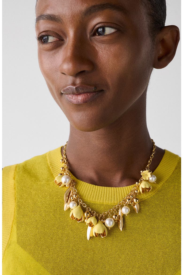 golden bloom statement necklace, Alternate, color, YELLOW