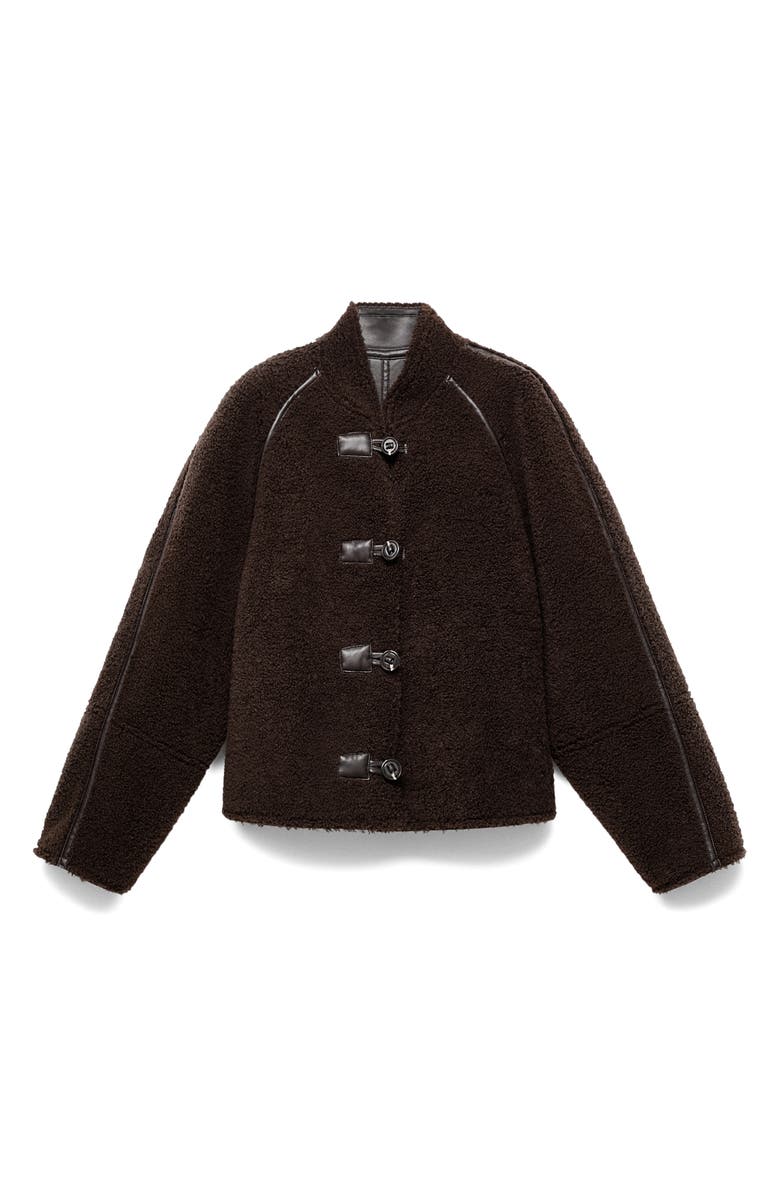 MANGO Faux Leather & Faux Shearling Reversible Jacket, Alternate, color, Black