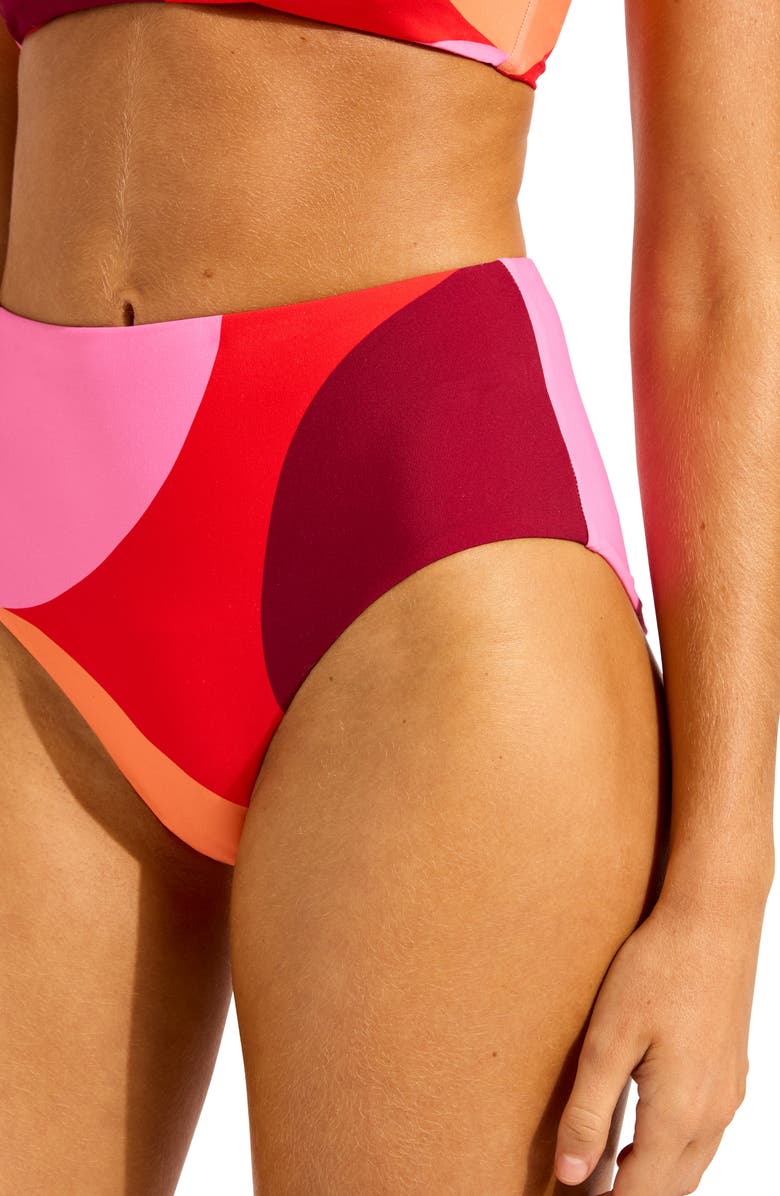 Seafolly High Waist Bikini Bottoms, Alternate, color, Flame