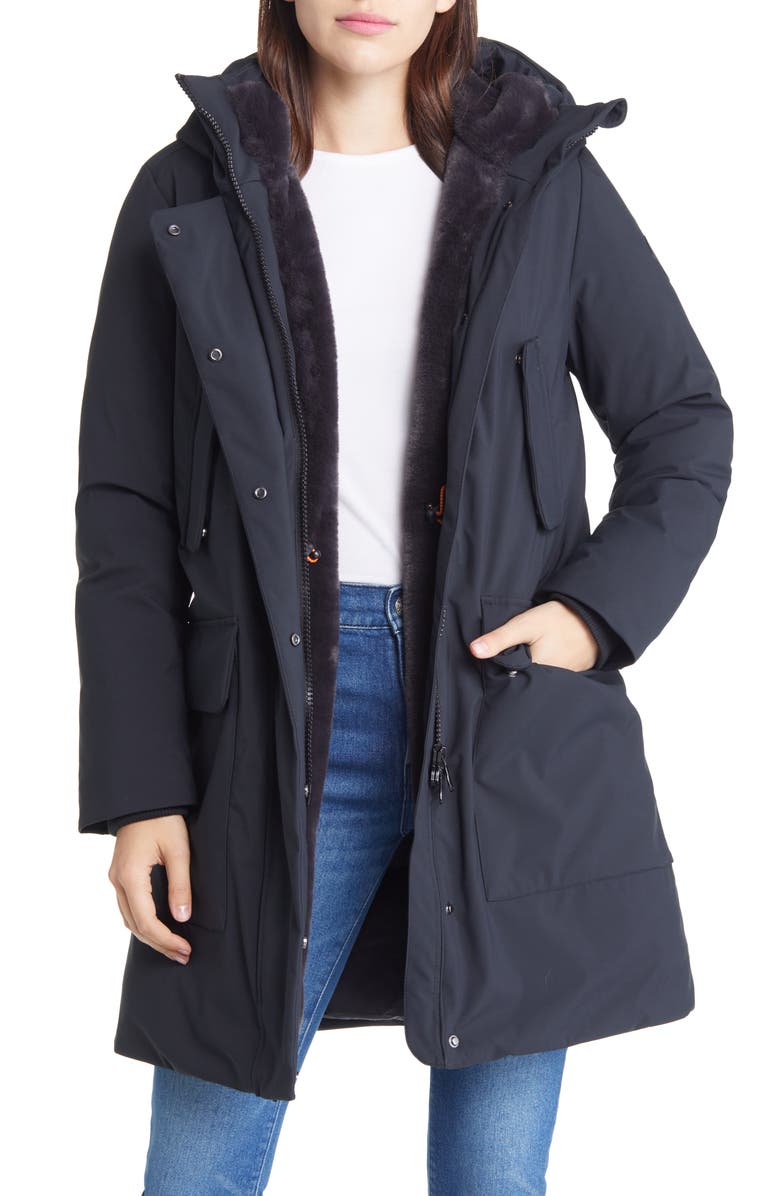Save The Duck Shani Faux Fur Lined Waterproof Recycled Polyester Parka, Main, color, 