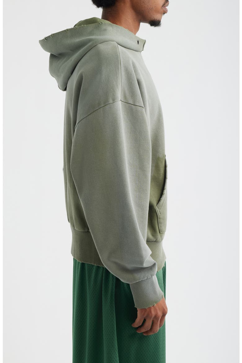 Ranger Oversize Distressed Cotton Hoodie, Alternate, color, AGED GREEN