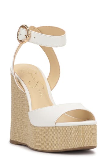 Jessica Simpson Kamindi Platform Wedge Sandal In White