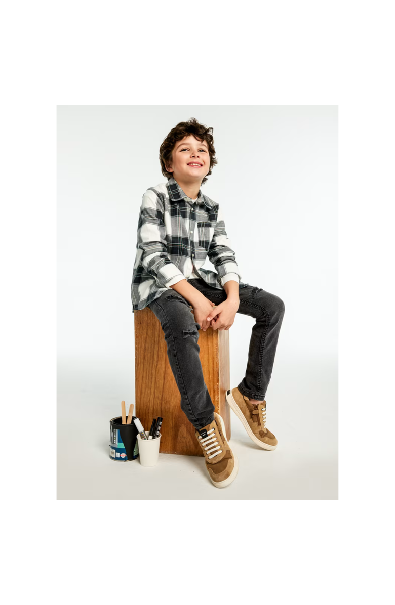 Mayoral Flannel Plaid Shirt, Alternate, color, Grey