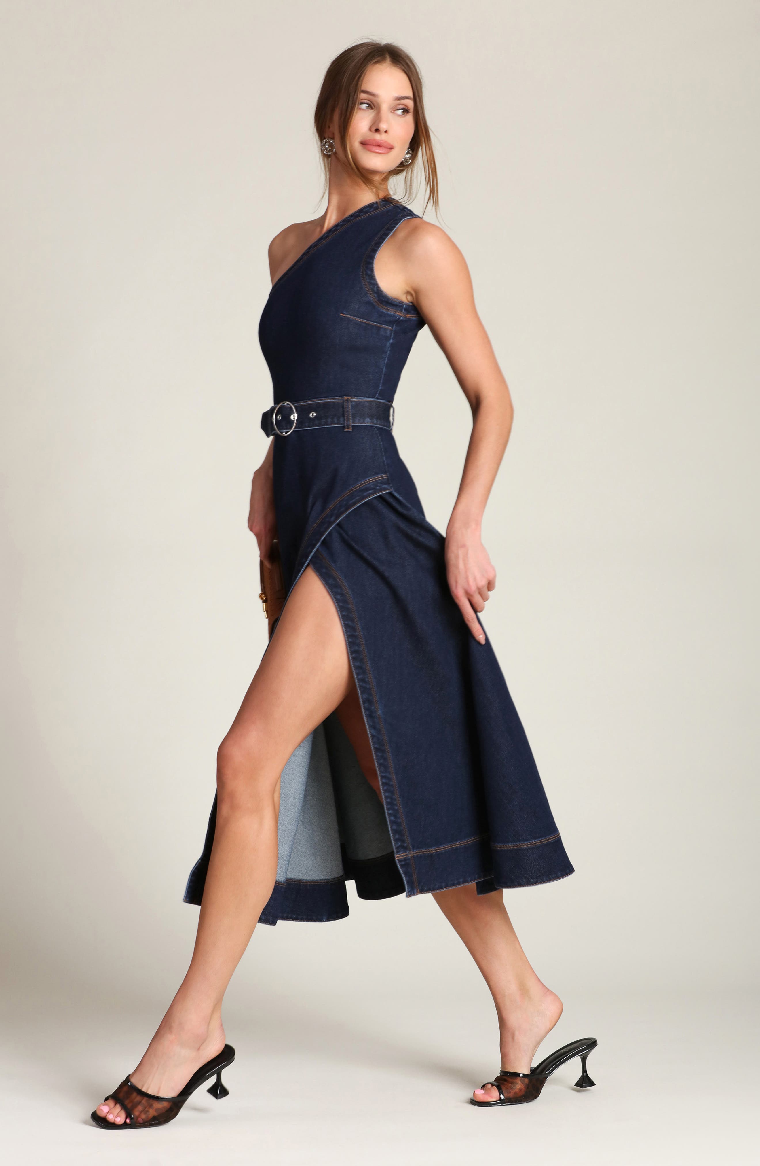 denim one shoulder dress Black One Shoulder Denim Dress EKLA BOUTIQUE