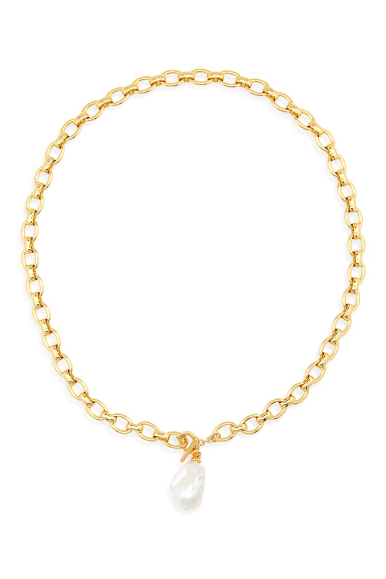 Florence Freshwater Pearl Pendant Collar Necklace, Main, color, PEARL/ GOLD