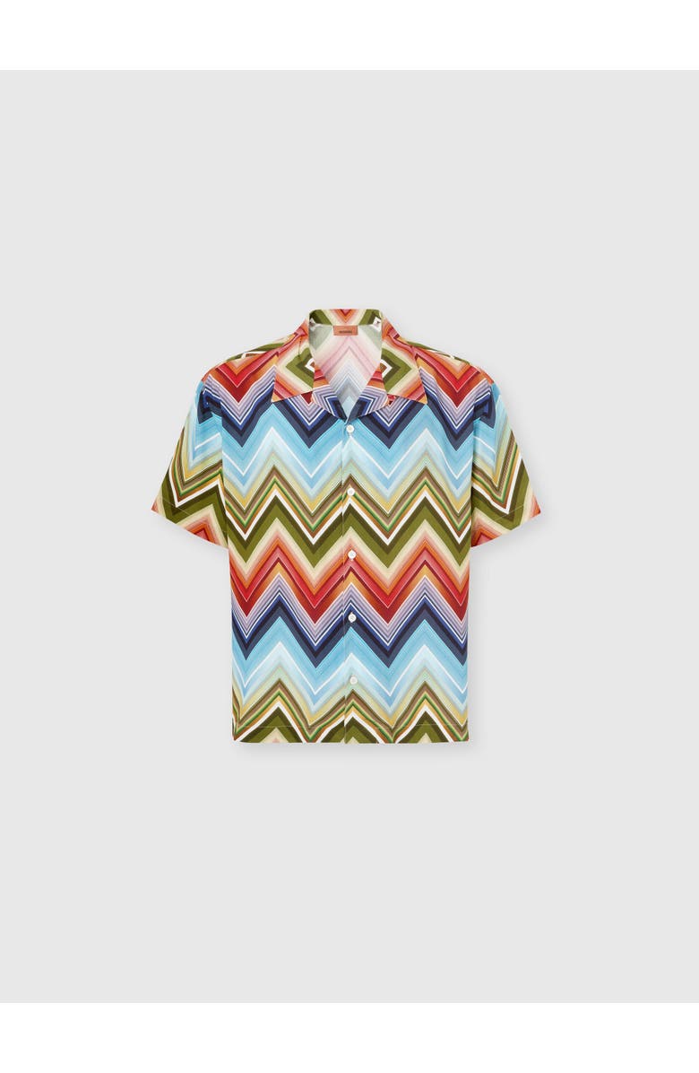 UM Bowling Shirt In Viscose With Macro Zigzag Print, Main, color, Multicoloured