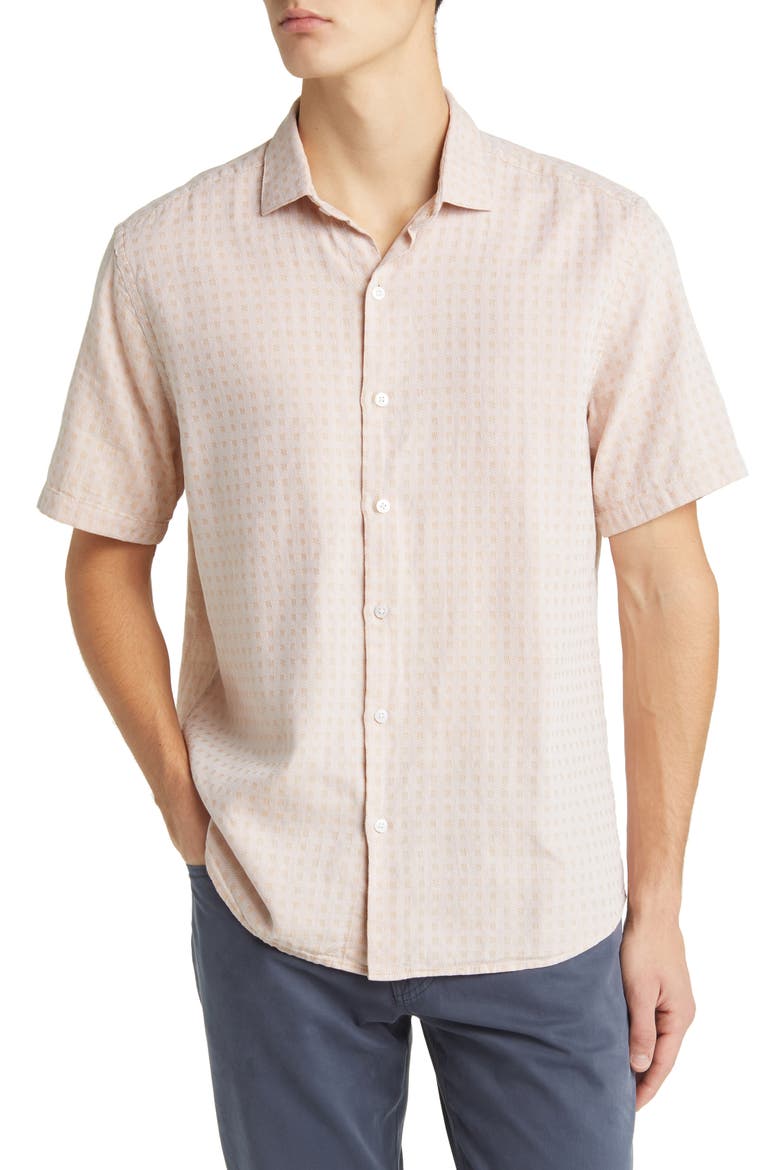 Toston Short Sleeve Button-Up Shirt, Main, color, SALMON