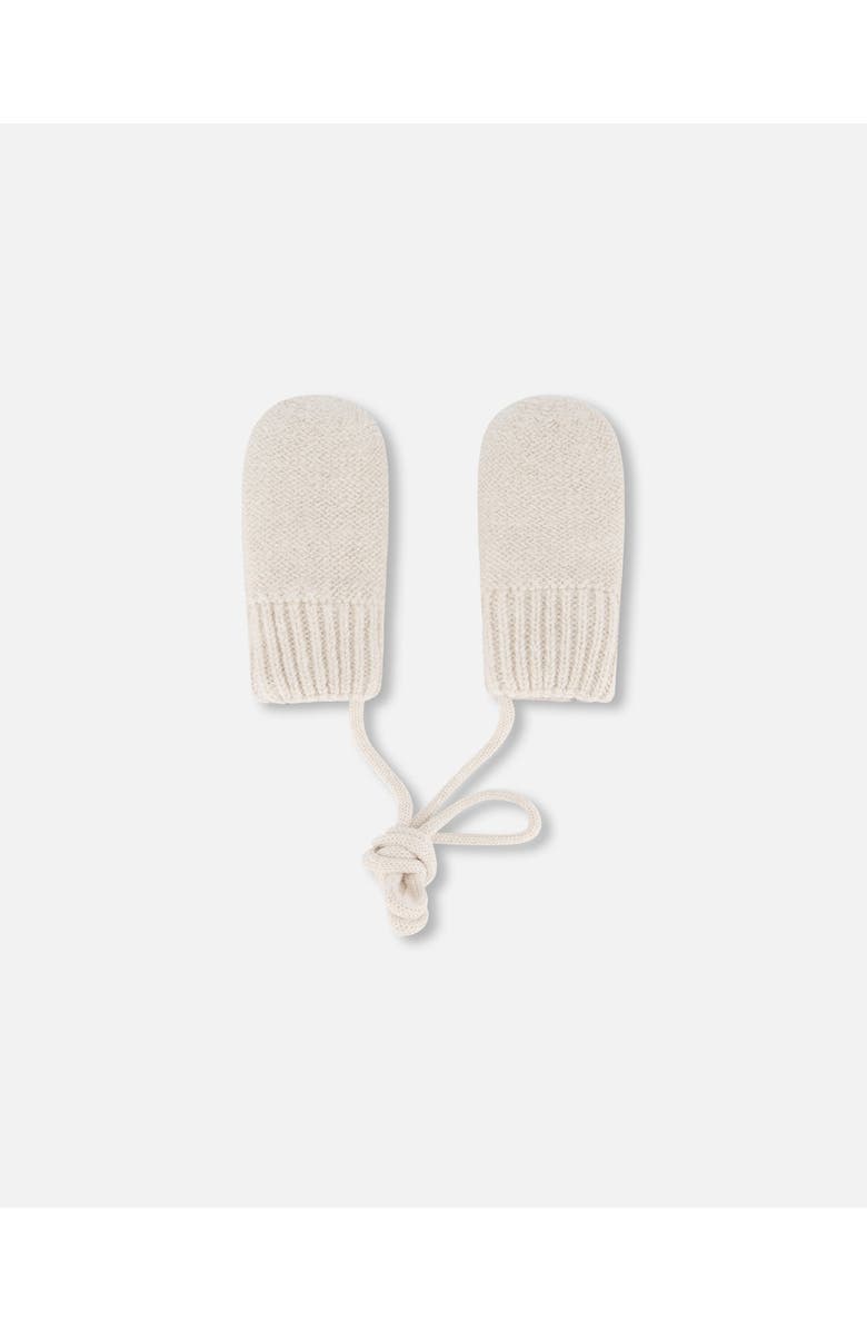 Deux par Deux Gender Inclusive Infant Knit Mittens, Main, color, Off-White