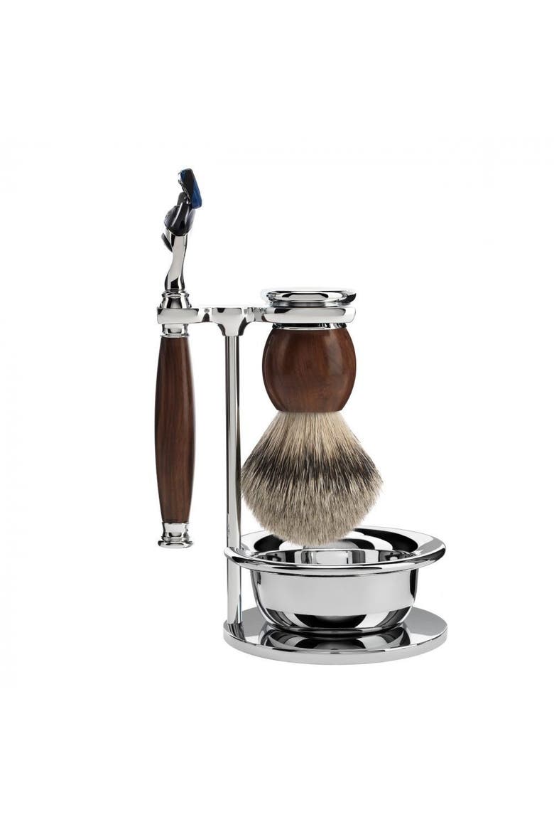 Sophist Ironwood 4-Piece Silvertip Badger & Fusion Razor Shaving Set, Main, color, Ironwood