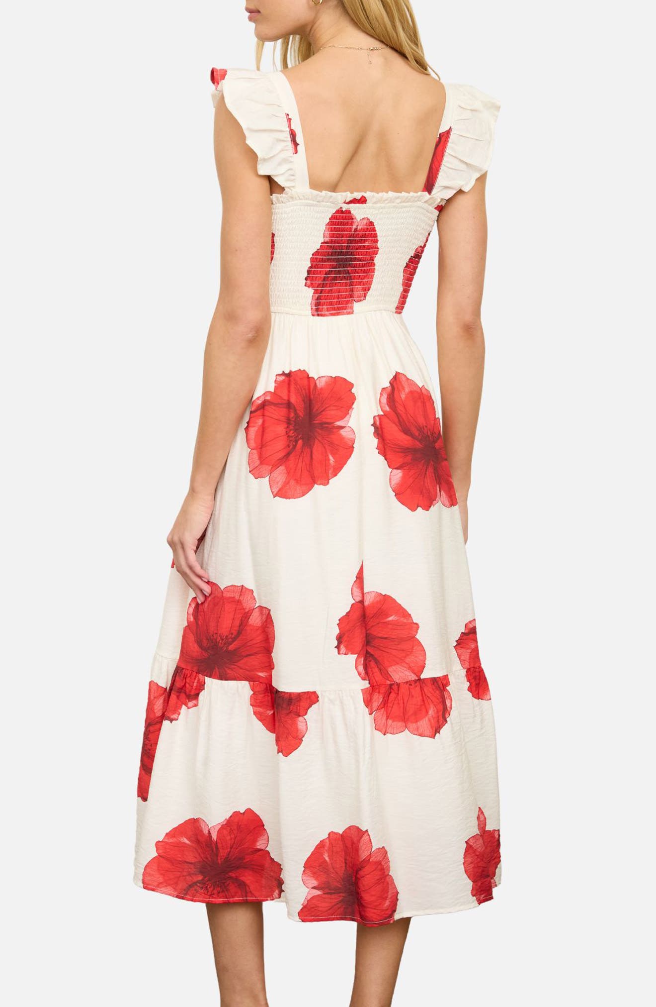 Ruffle Strap Smocked Midi Dress - image 4