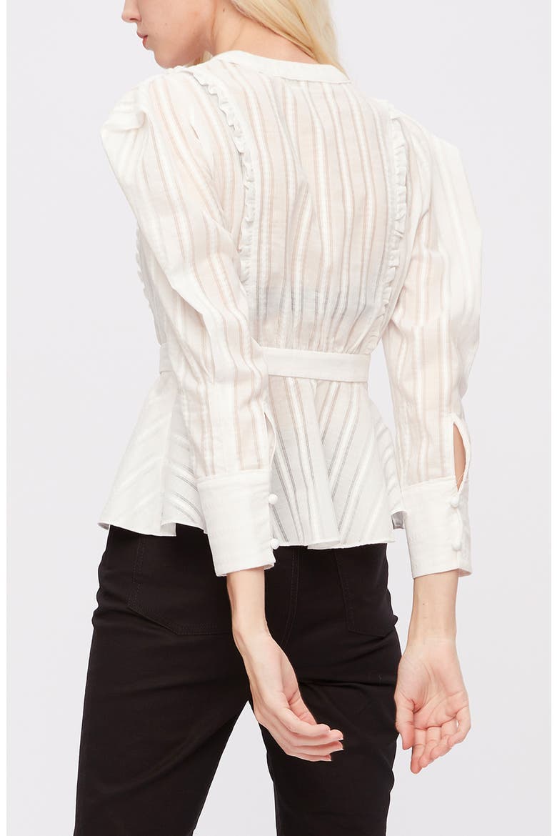 DVF Erin Puff Sleeve Cotton Blouse, Alternate, color, WHITE